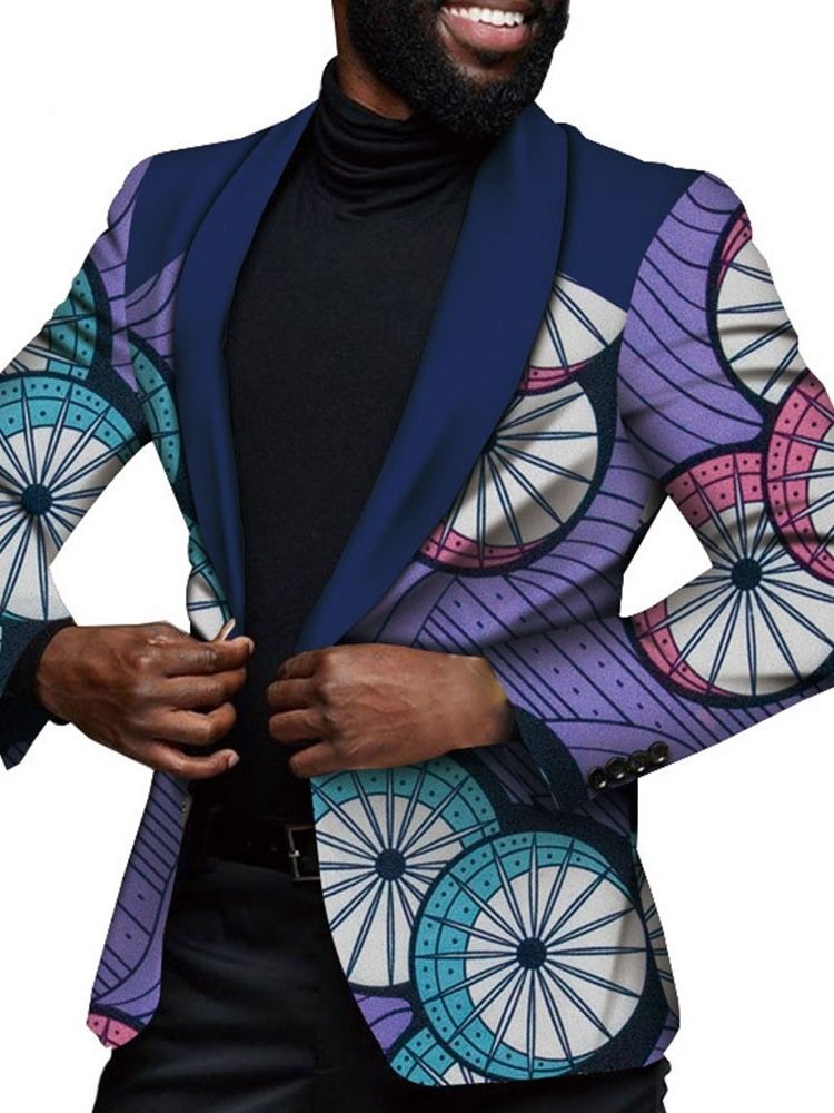 Blazer De Loisirs Pour Hommes À Un Bouton Imprimé