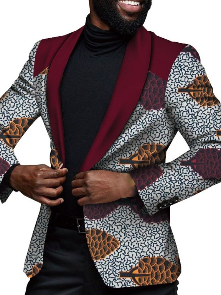 Blazer De Loisirs Pour Hommes À Un Bouton Imprimé