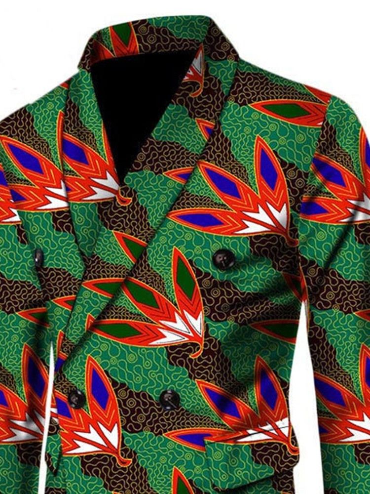 Blazer De Loisirs Mince De Style Ethnique Africain À Double Boutonnage Pour Hommes