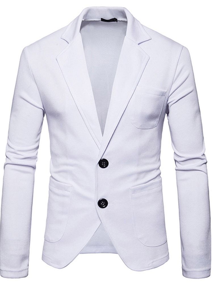 Blazer De Loisirs Slim Uni À Boutonnage Simple Pour Hommes