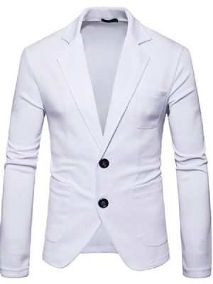 Blazer De Loisirs Slim Uni À Boutonnage Simple Pour Hommes