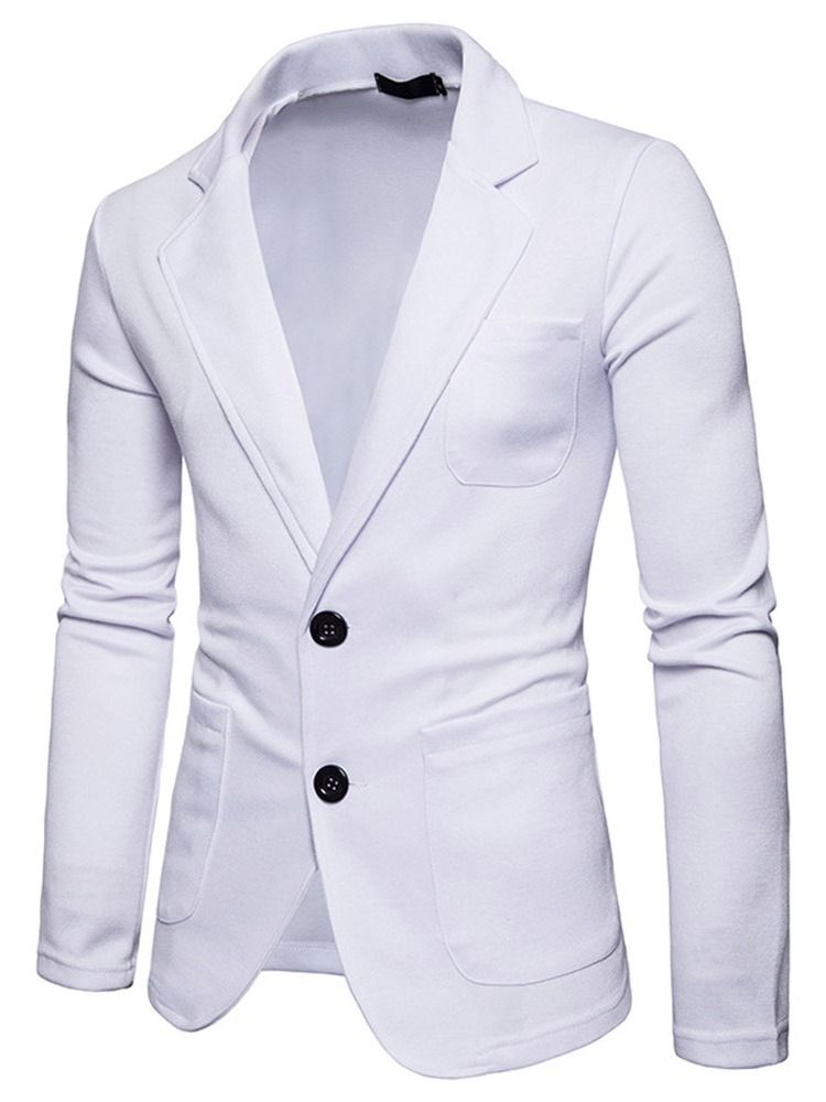 Blazer De Loisirs Slim Uni À Boutonnage Simple Pour Hommes