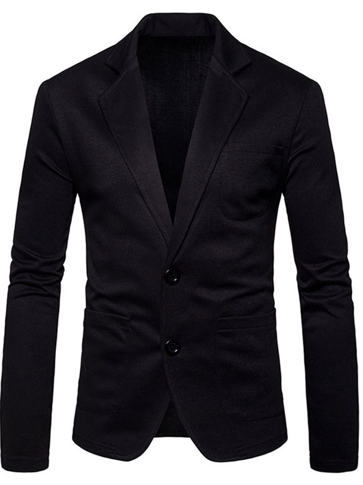 Blazer De Loisirs Slim Uni À Boutonnage Simple Pour Hommes