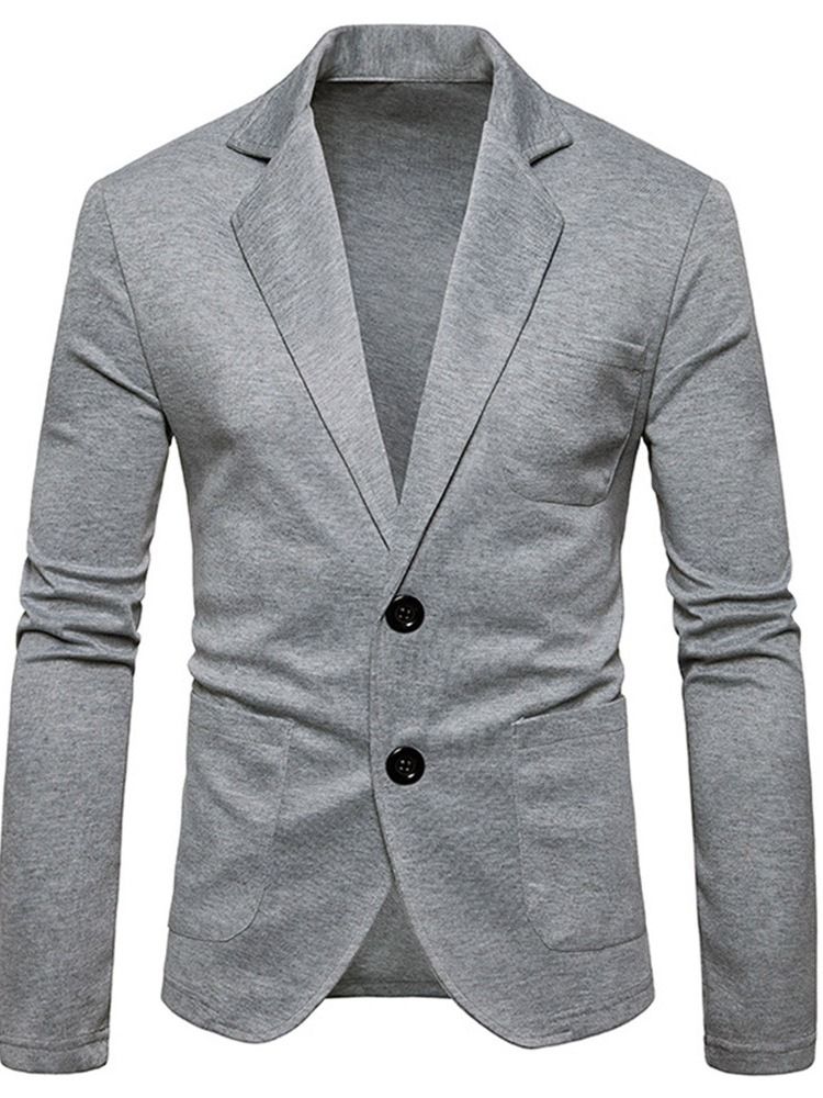 Blazer De Loisirs Slim Uni À Boutonnage Simple Pour Hommes