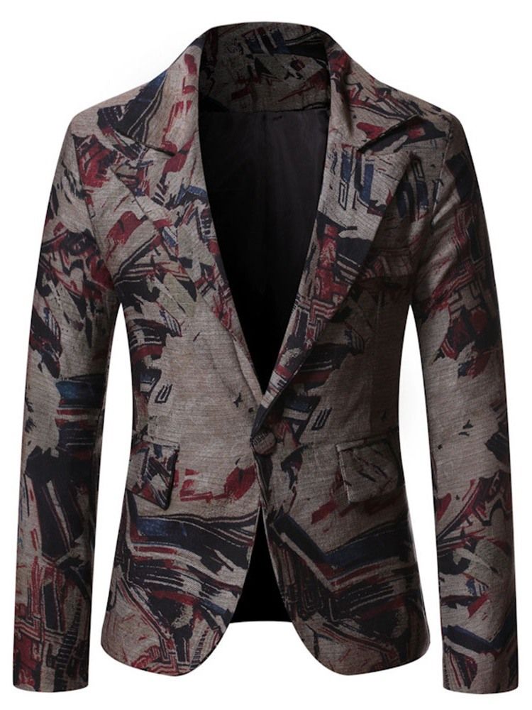 Blazer De Loisirs À Un Bouton Et À Revers Cranté Pour Hommes