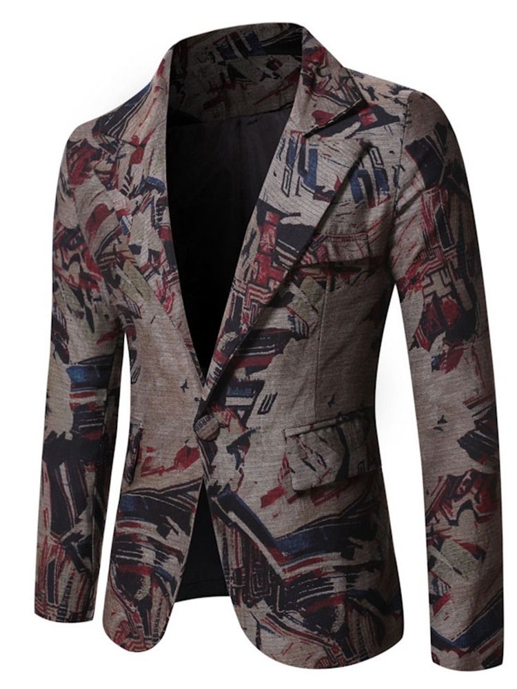 Blazer De Loisirs À Un Bouton Et À Revers Cranté Pour Hommes