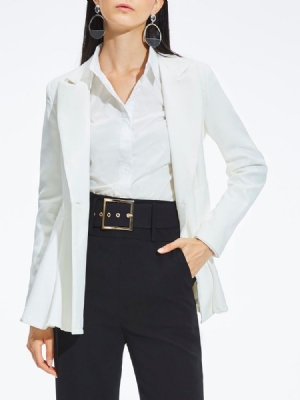 Blazer Mi-long Uni À Revers Cranté Pour Femme