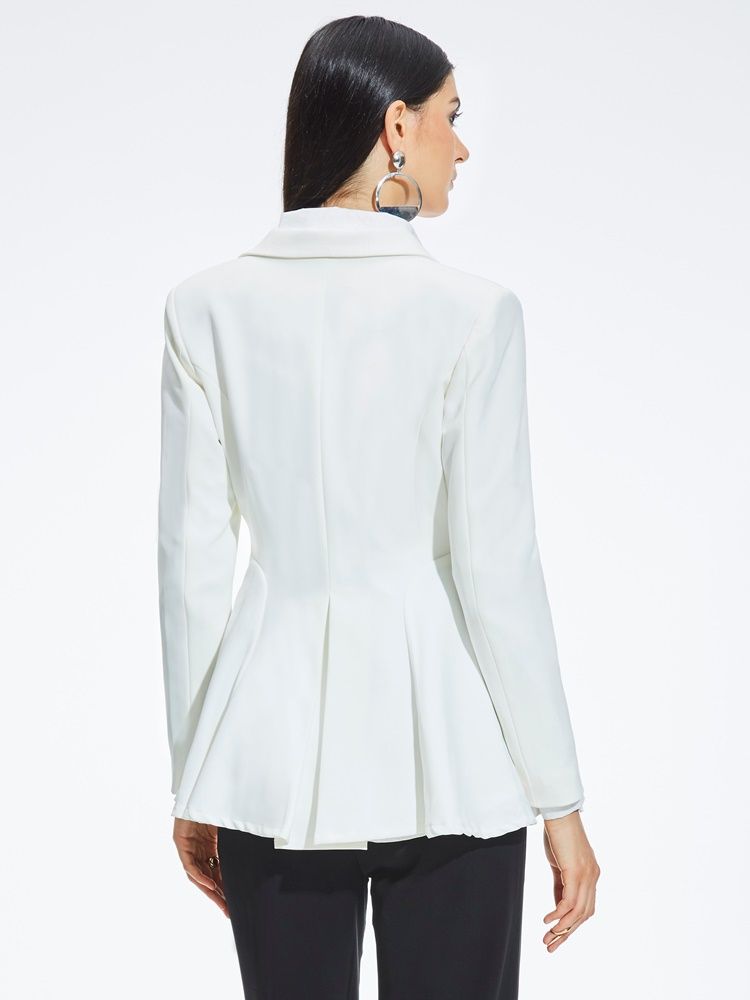 Blazer Mi-long Uni À Revers Cranté Pour Femme