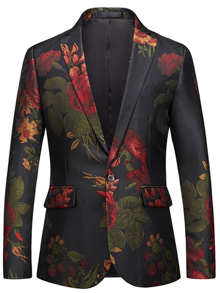 Blazer À Motif Floral À Un Bouton Et À Revers Cranté Pour Hommes