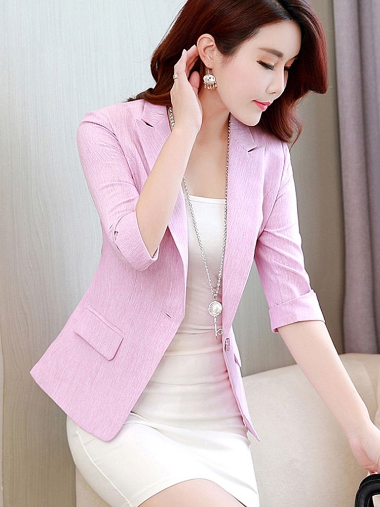 Blazer À Poche Ol À Revers Cranté Pour Femme