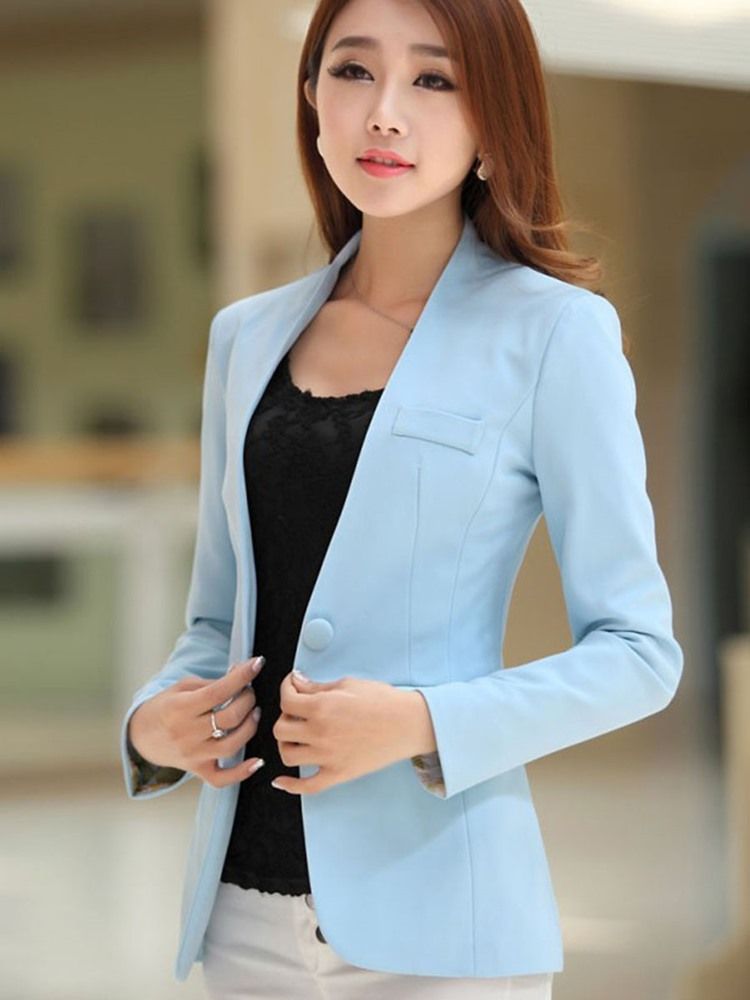 Blazer Simple À Manches Longues De Couleur Bonbon Pour Femmes