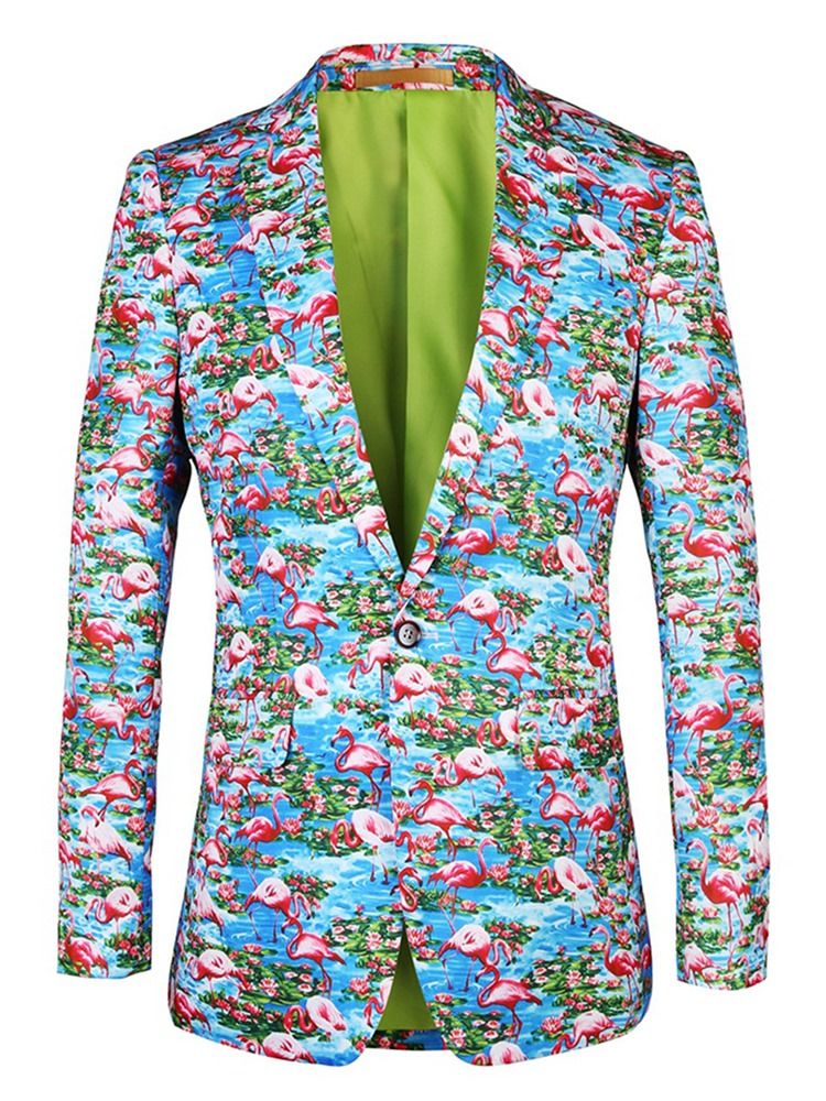 Blazer Slim Pour Hommes À Imprimé Flamant Rose