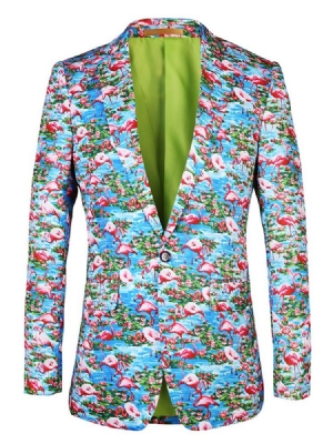 Blazer Slim Pour Hommes À Imprimé Flamant Rose