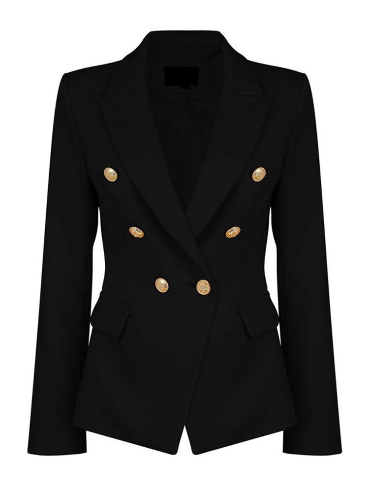 Blazer Uni Boutonné À Double Boutonnage Pour Femmes