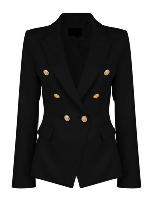 Blazer Uni Boutonné À Double Boutonnage Pour Femmes