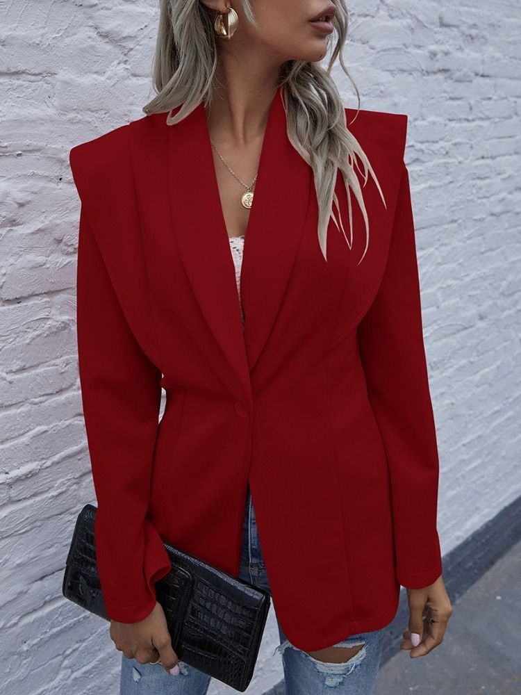 Blazer Uni À Un Bouton À Revers Cranté Pour Femmes