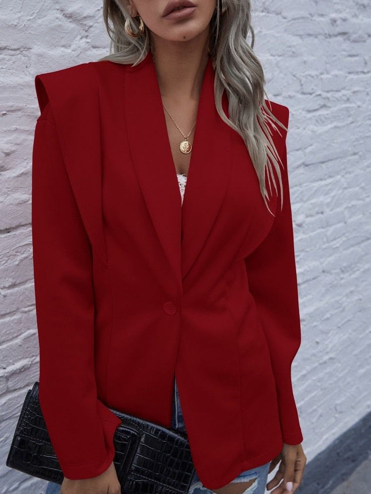 Blazer Uni À Un Bouton À Revers Cranté Pour Femmes