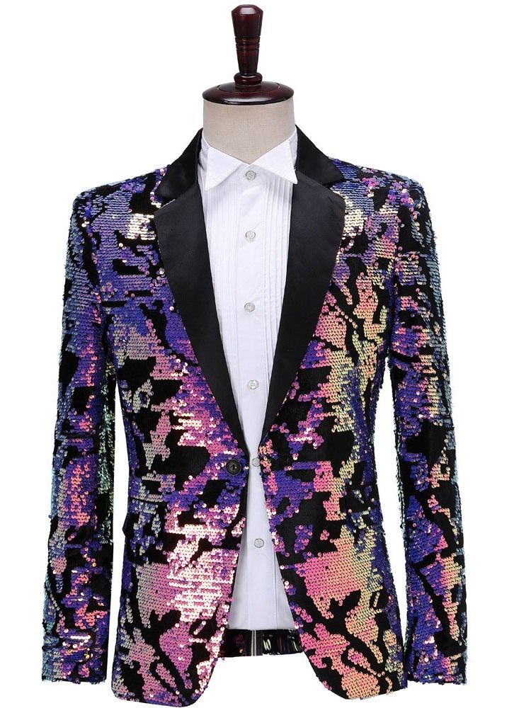 Block Sequins Costumes De Scène De Mode Blazers Pour Hommes