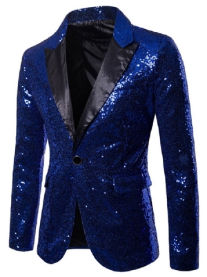 Paillettes Unies Revers Cranté Costume De Blazer De Smoking Pour Homme