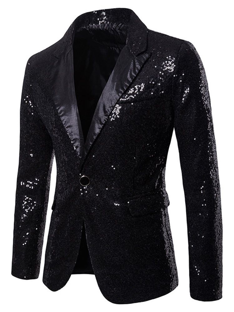 Paillettes Unies Revers Cranté Costume De Blazer De Smoking Pour Homme