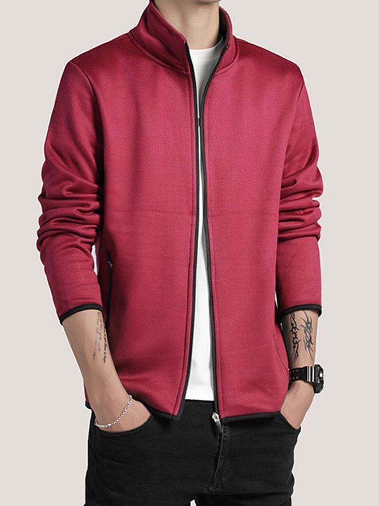 Zipper Col Montant Color Block Printemps Veste Européenne Pour Hommes