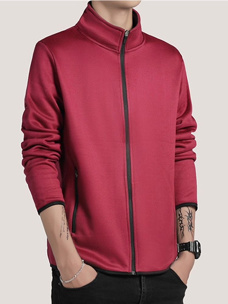 Zipper Col Montant Color Block Printemps Veste Européenne Pour Hommes