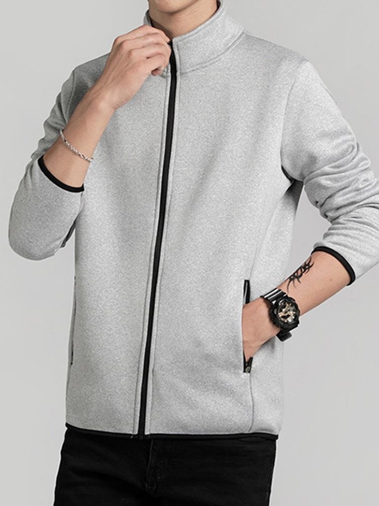 Zipper Col Montant Color Block Printemps Veste Européenne Pour Hommes