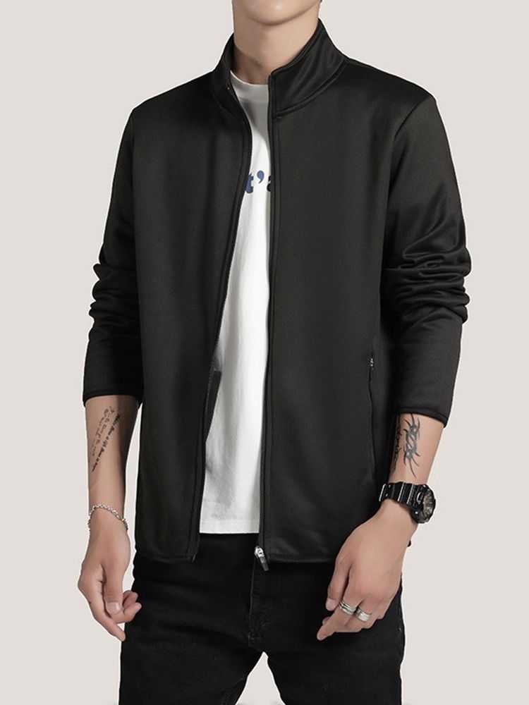 Zipper Col Montant Color Block Printemps Veste Européenne Pour Hommes