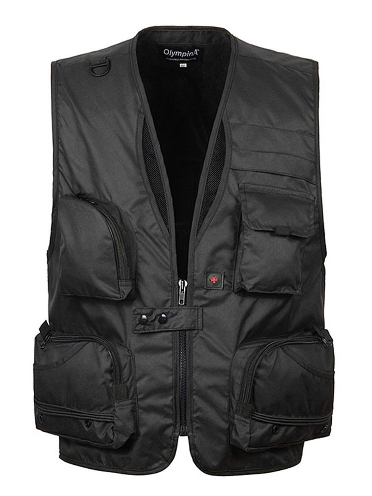 Zipper Color Block V-neck Gilet Décontracté Pour Hommes