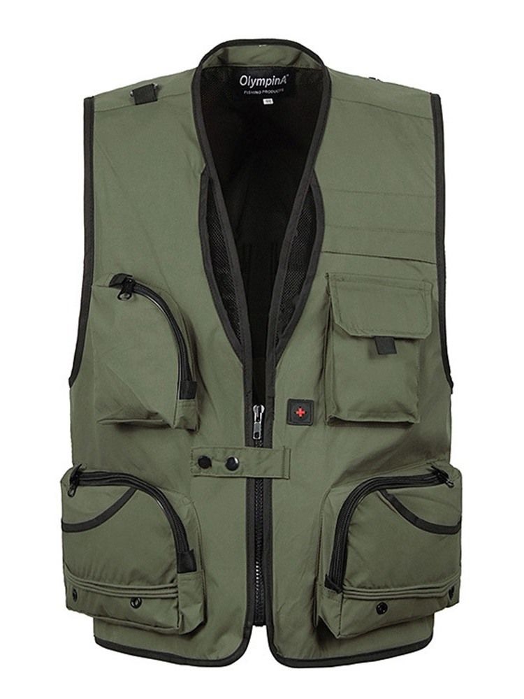 Zipper Color Block V-neck Gilet Décontracté Pour Hommes