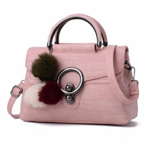 Sac À Bandoulière Avec Pendentif Boule En Peluche De Couleur Unie