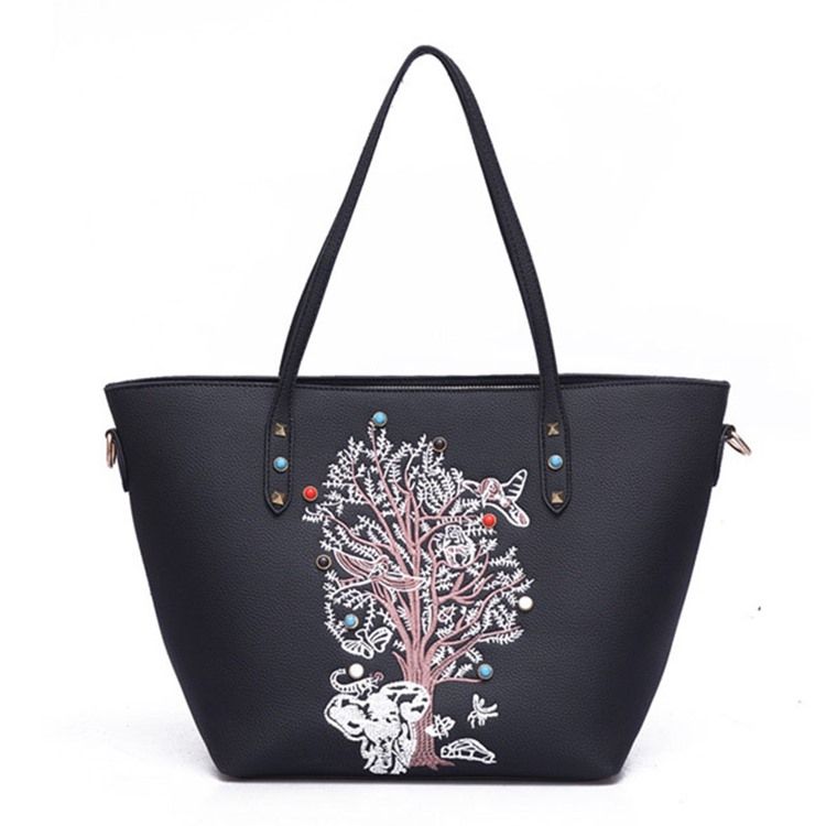 Sac Fourre-tout À Broderie Florale De Style Coréen