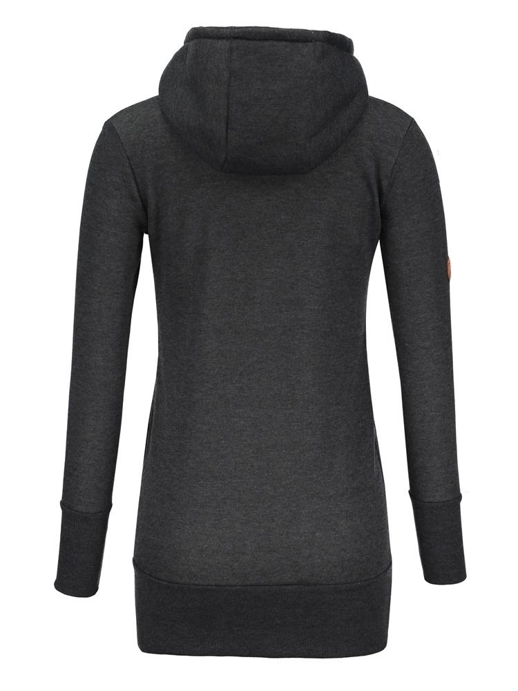 Sweat À Capuche Cool À Col Roulé Uni Mi-long Pour Femme