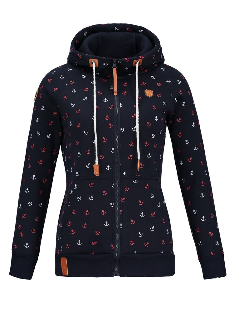 Vêtements Pour Femmes Cardigan Slim Prin À Capuche