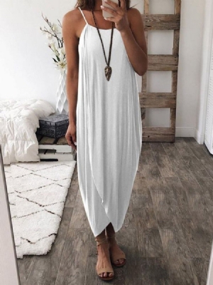 Robe Asymétrique Décontractée À Mi-mollet Pour Femme