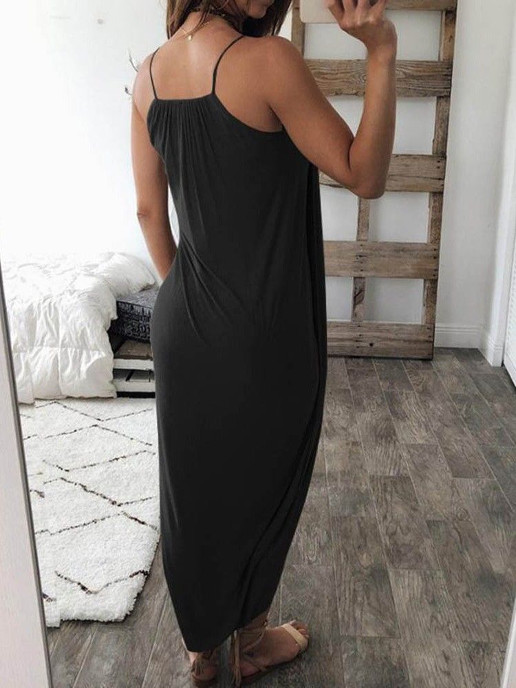 Robe Asymétrique Décontractée À Mi-mollet Pour Femme