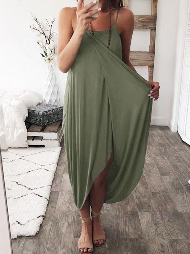 Robe Asymétrique Décontractée À Mi-mollet Pour Femme