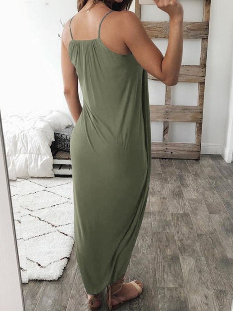 Robe Asymétrique Décontractée À Mi-mollet Pour Femme