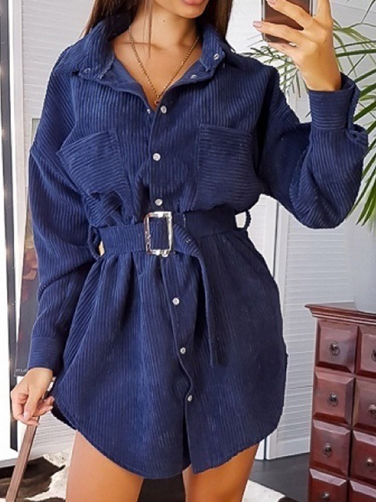 Robe À Boutonnage Simple Au-dessus Du Genou Pour Femme