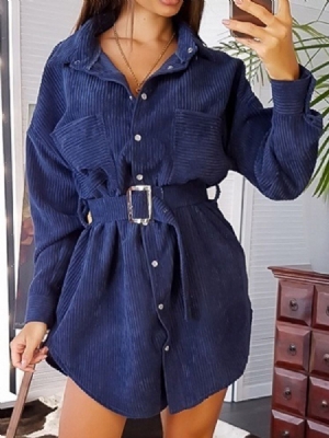 Robe À Boutonnage Simple Au-dessus Du Genou Pour Femme