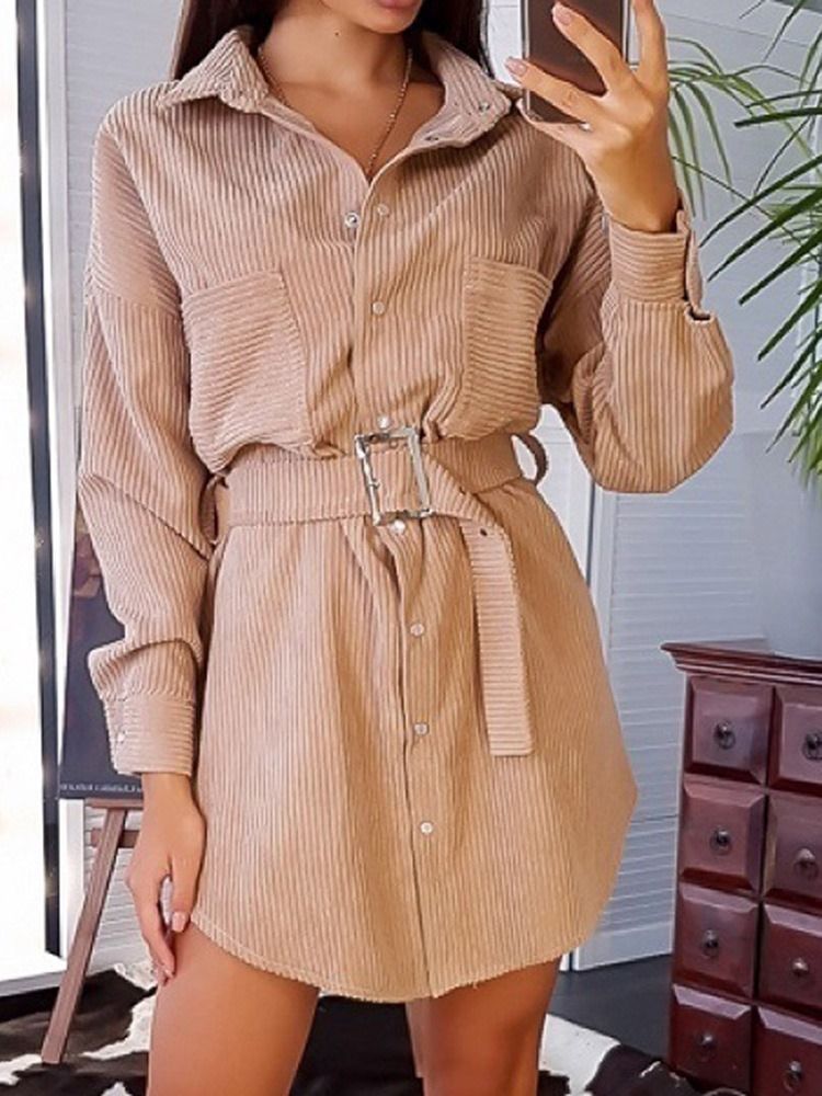 Robe À Boutonnage Simple Au-dessus Du Genou Pour Femme