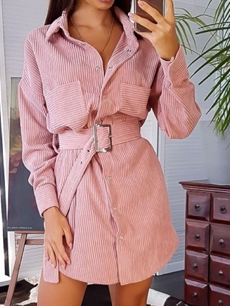 Robe À Boutonnage Simple Au-dessus Du Genou Pour Femme