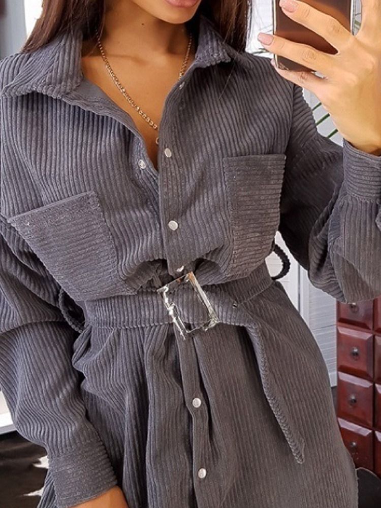 Robe À Boutonnage Simple Au-dessus Du Genou Pour Femme