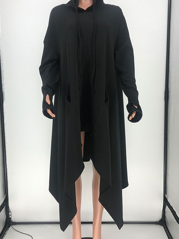 Robe D'automne Asymétrique À Manches Longues Et À Capuche Pour Femmes