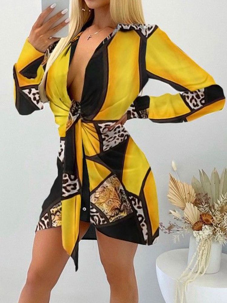 Robe D'automne Asymétrique À Manches Longues Pour Femmes Au-dessus Du Genou