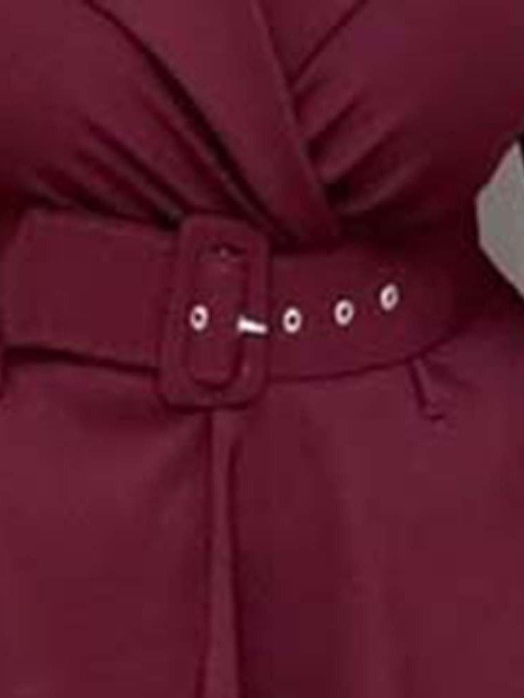 Robe D'automne À Manches Trois-quarts Avec Ceinture Et Revers Crantés Pour Femmes