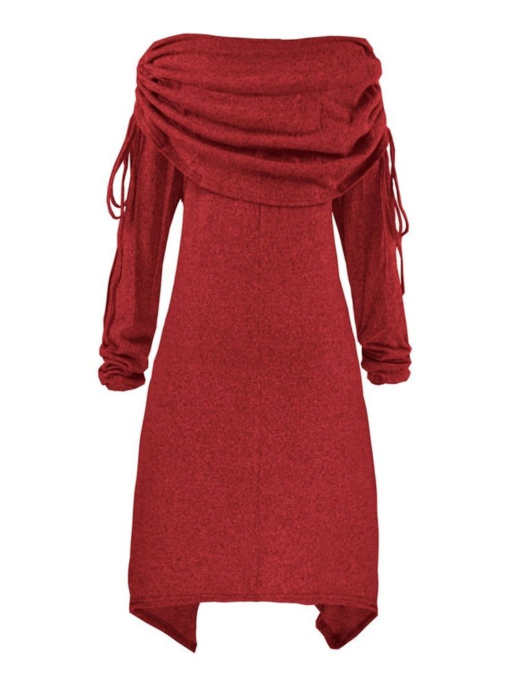 Robe À Enfiler Asymétrique À Manches Longues Et À Col En Tas D'arbre De Noël Pour Femmes