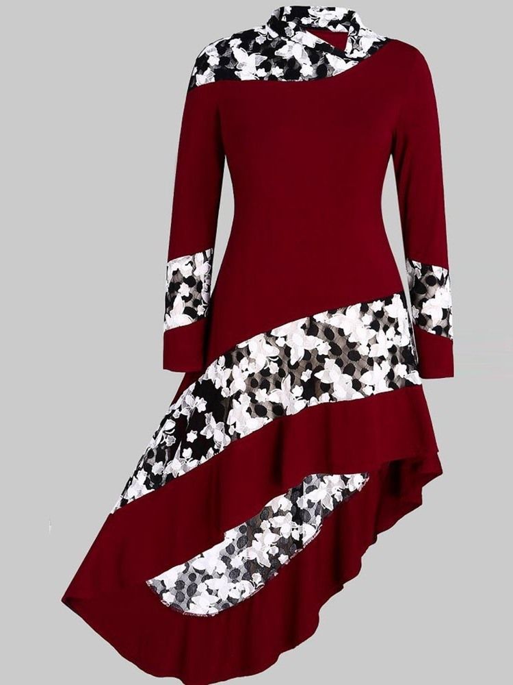 Robe À Fleurs Asymétrique En Patchwork De Couleurs Pour Femmes