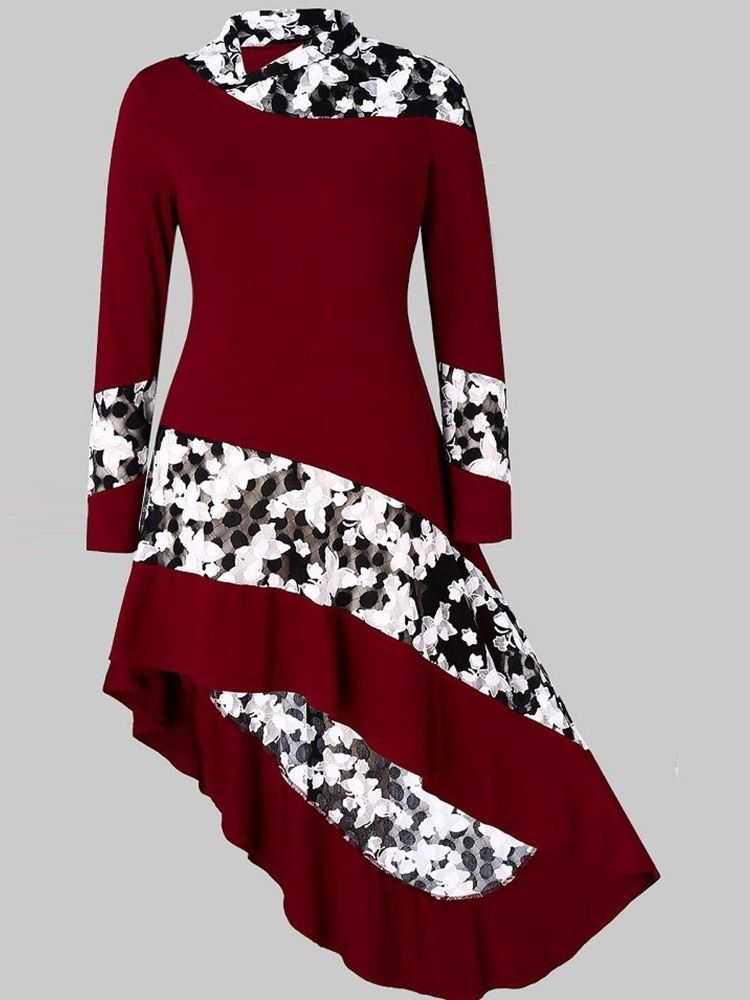 Robe À Fleurs Asymétrique En Patchwork De Couleurs Pour Femmes