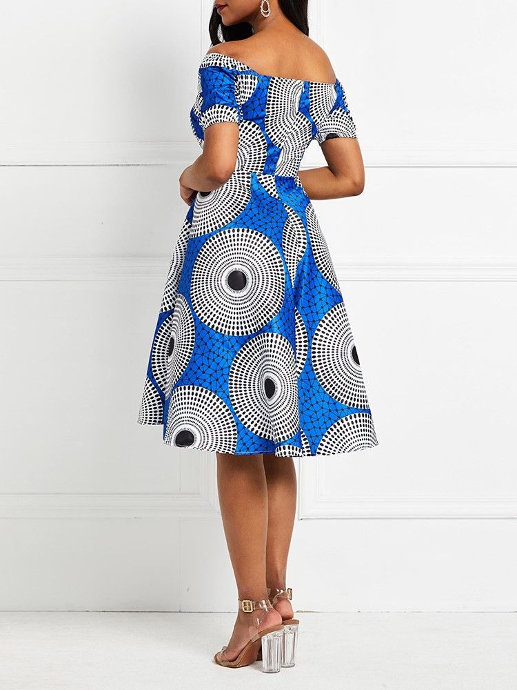 Robe À Manches Courtes À Manches Courtes Et À Imprimé Africain Pour Femmes